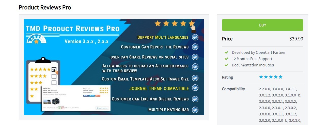 The module reviews in Opencart