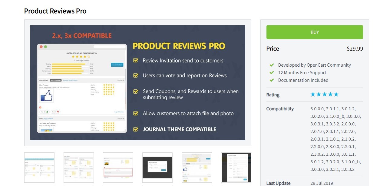 Module product reviews for OpenCart