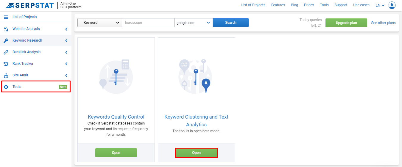 Text analytics at Serpstat