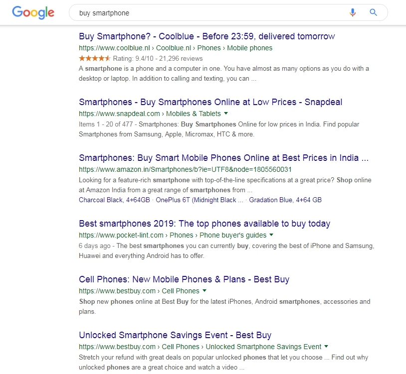 Buy Smartphone - Google Request