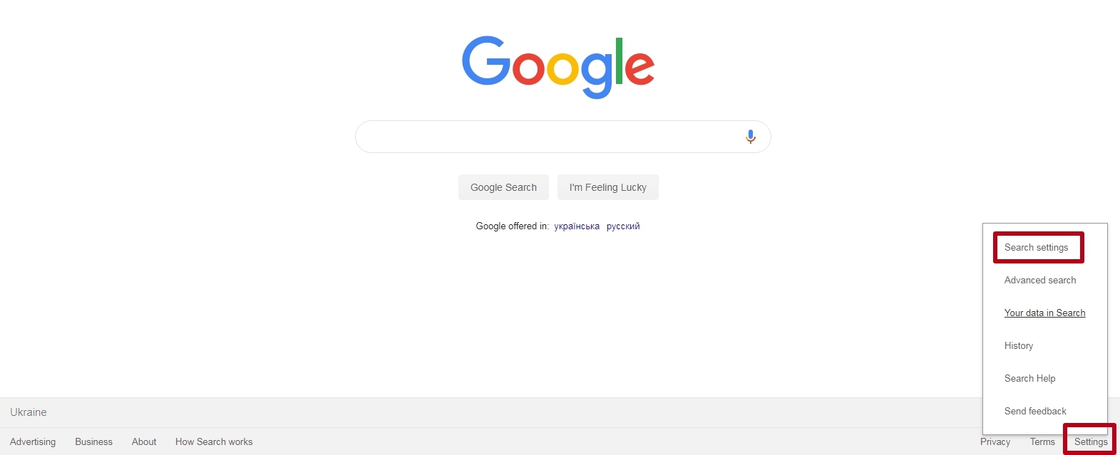 Google Search Settings