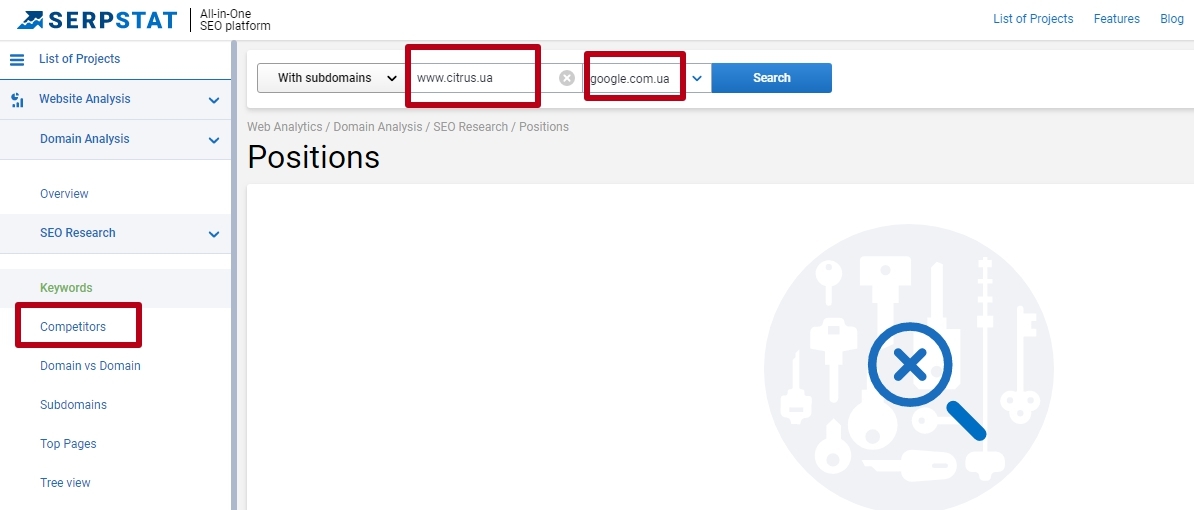 Competitor Analysis in Serpstat