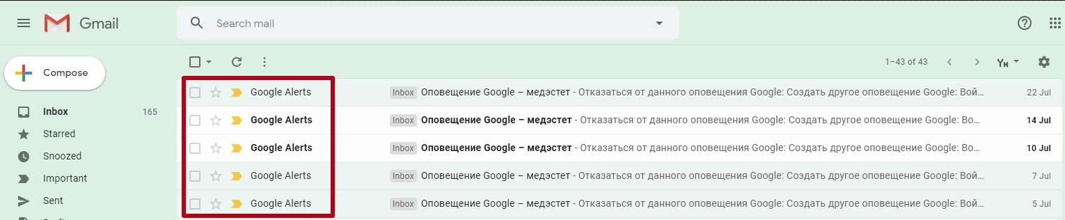 alert example in google alert