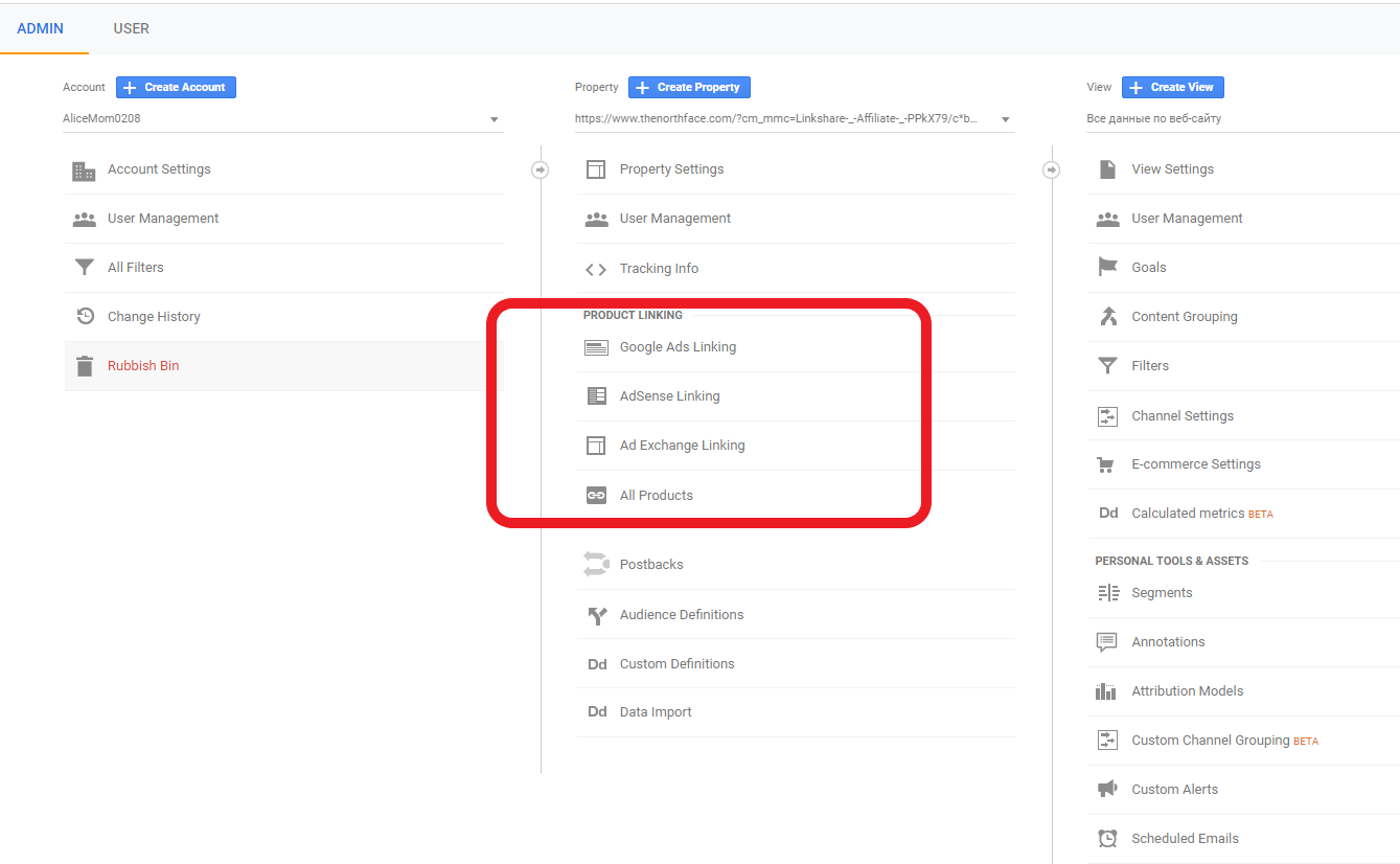 Product linking in Google Analytics
