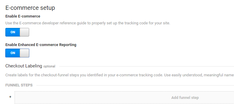How to install the analytics system and to monitor e-commerce 16261788310857 E-commerce setup in Google Analytics
