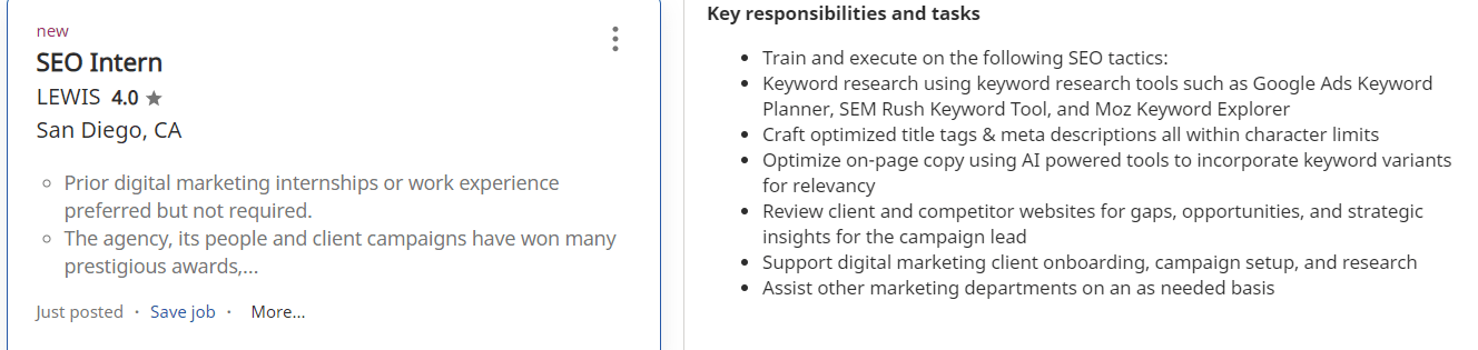 seo internship