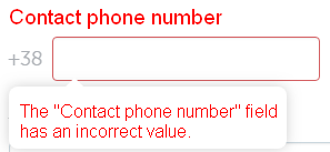Phone number correctness check on the site