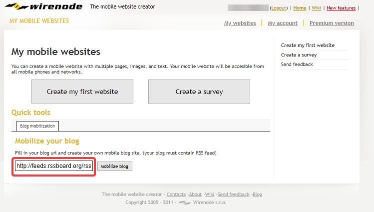 Creating a mobile version of the site in Wirenode