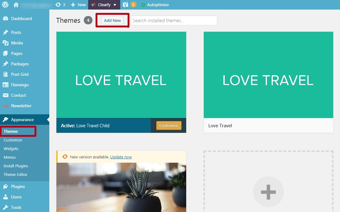 Adding a WordPress Theme