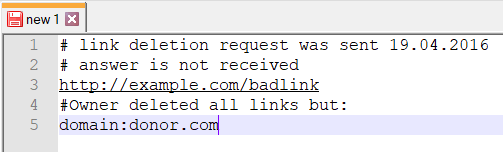 Text document for rejection the links in Google