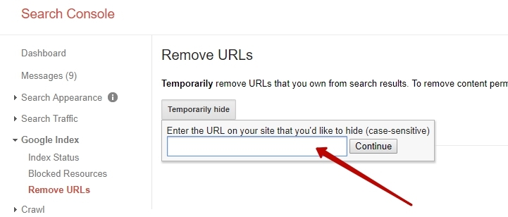 How to remove URL from Google index using Search Console