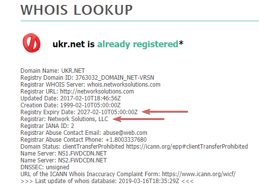 Information about whois domain