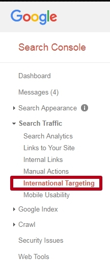country and language targeting in the Google Search Console