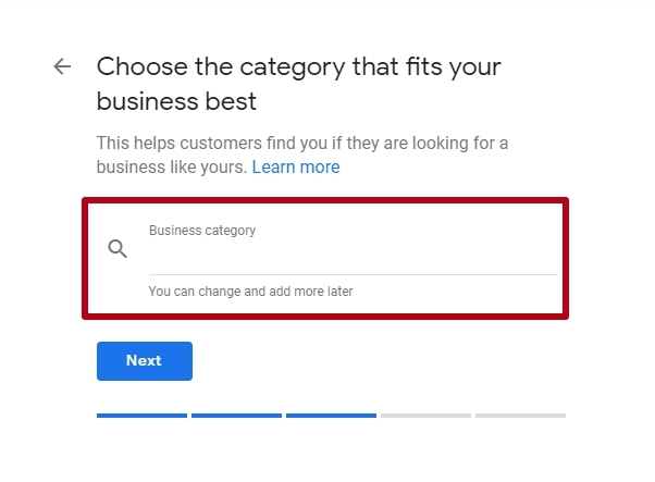 category listings on Google My Business