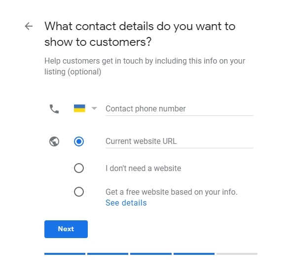 contact information in the Google My Business
