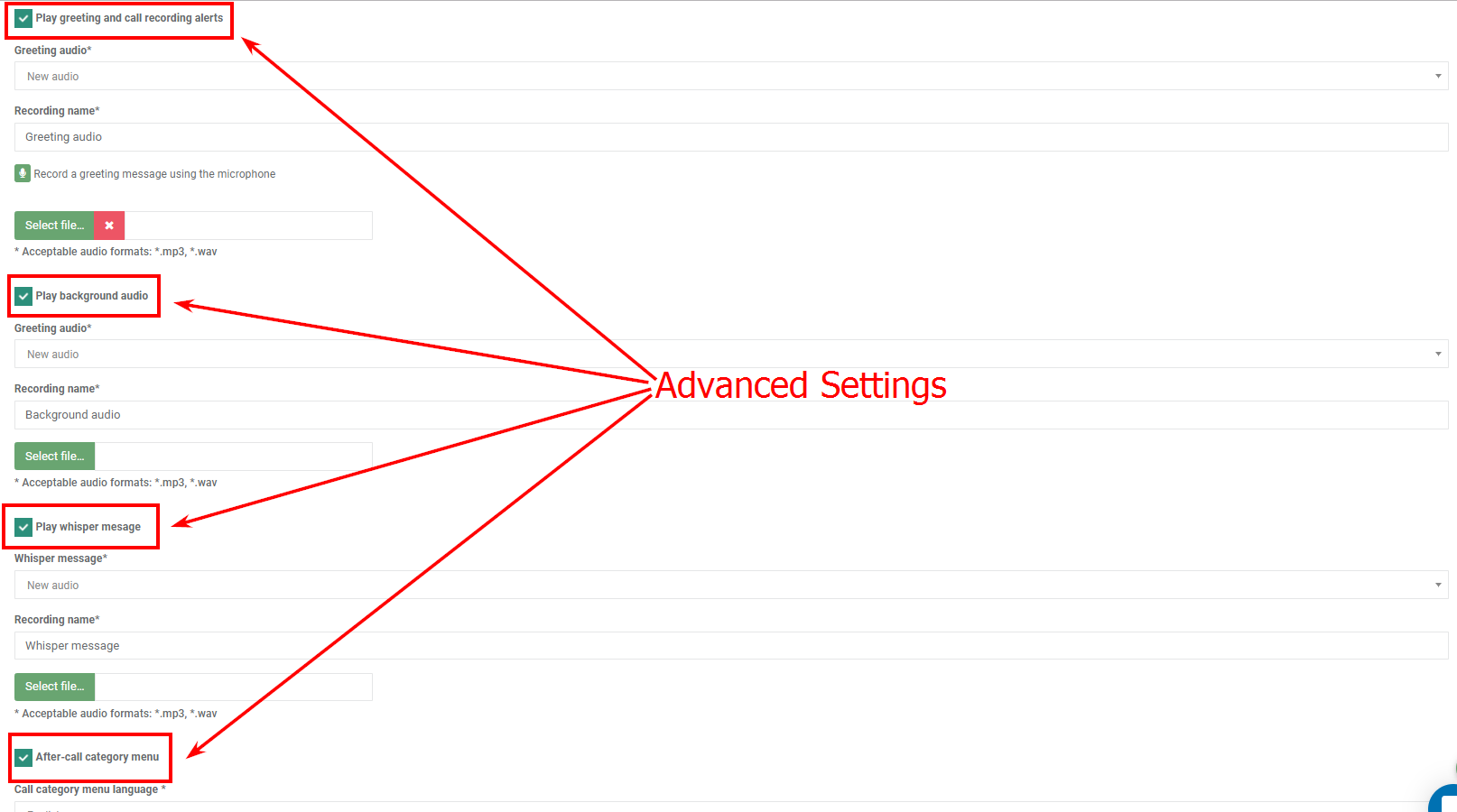 Ringostat's call forwarding advanced settings