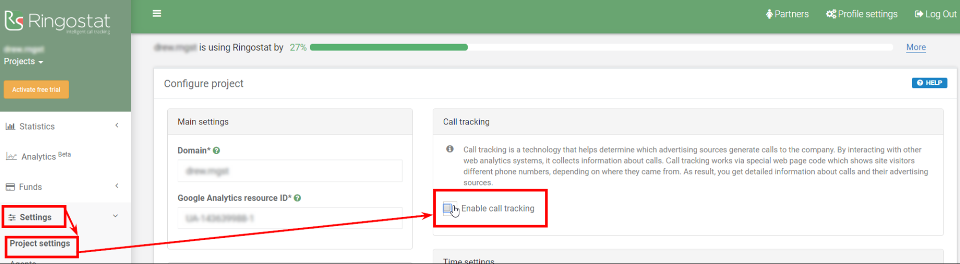How to enable call tracking in Ringostat