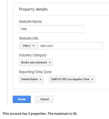 Property details in Google Analytics