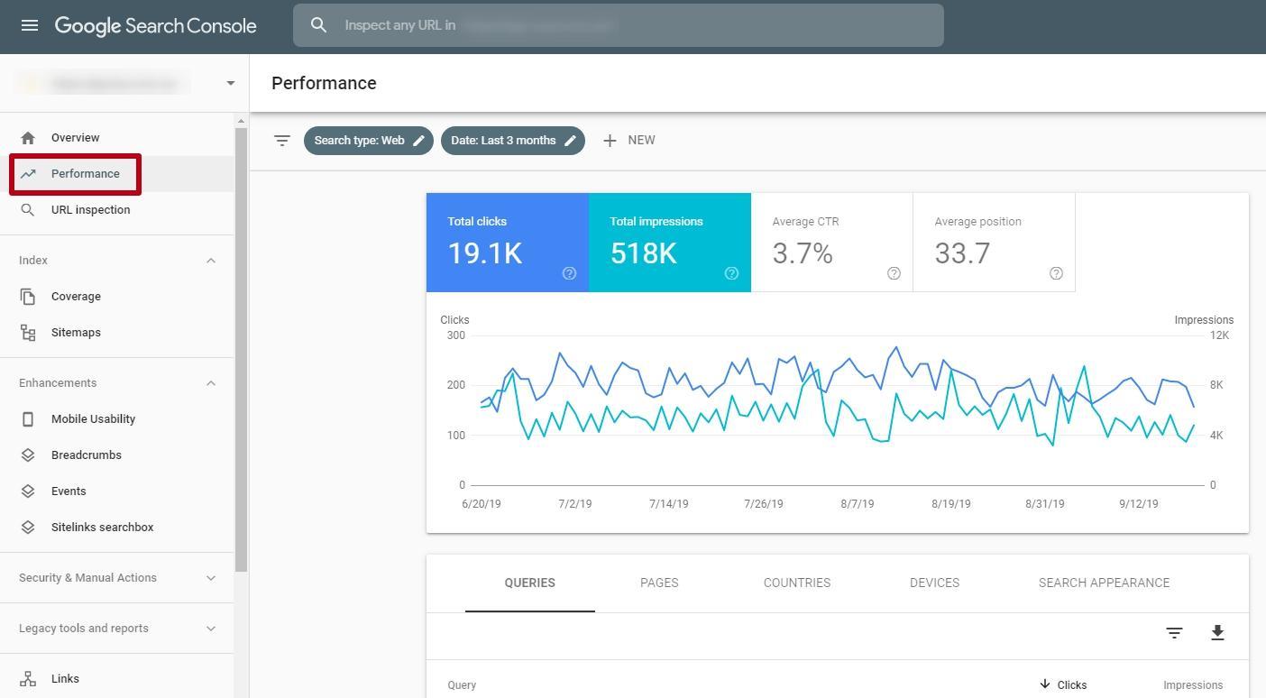 Tracking search traffic using Google Search Console performance