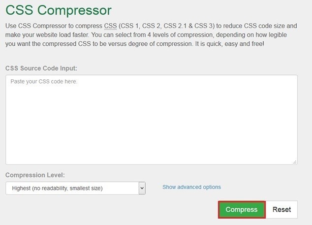 CSS compressor online