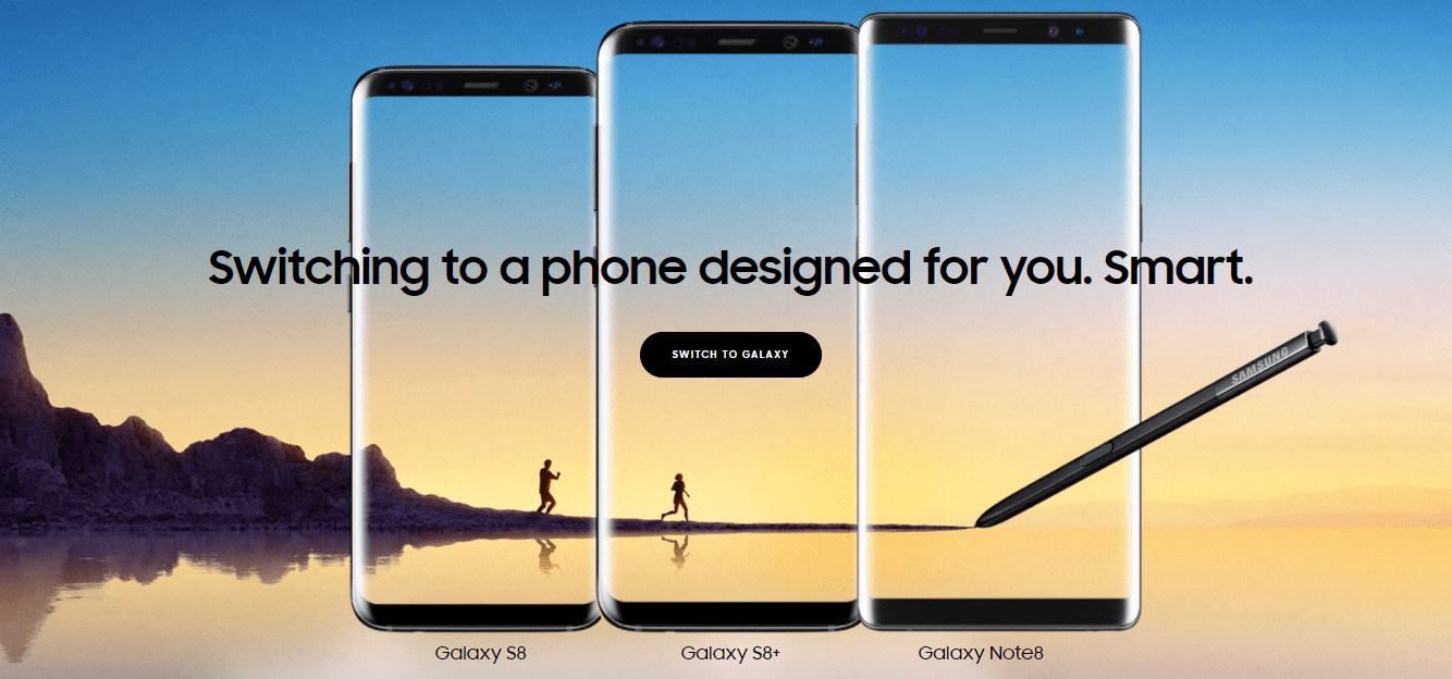 Landing page for marketing promotion of the Samsung Galaxy Note 8