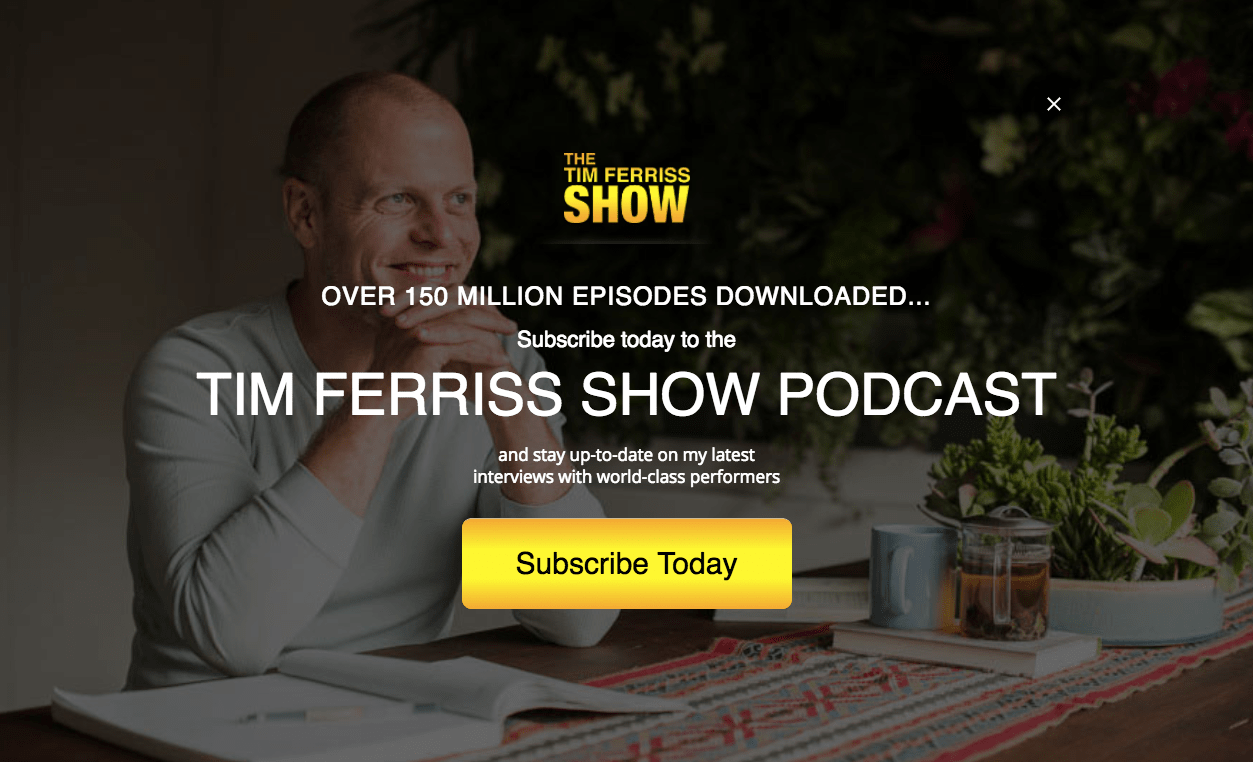 Tim Ferriss` landing campaign with multiple offer