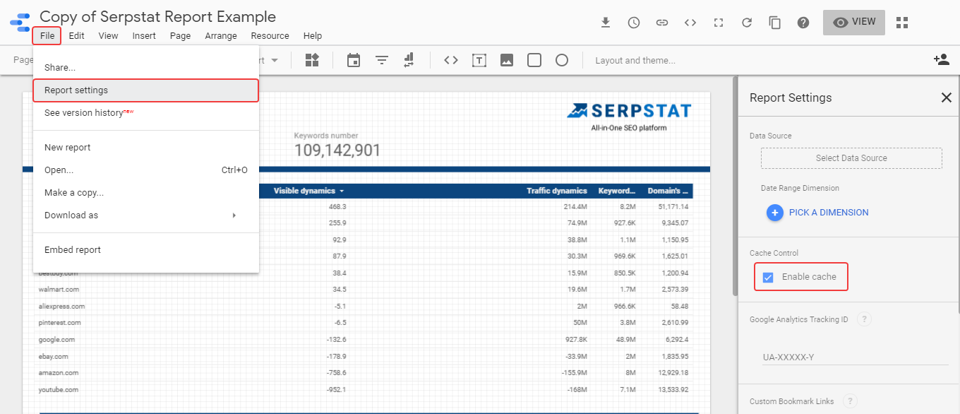 How To Visualize Serpstat Reports Using Google Data Studio Connector 16261788247692