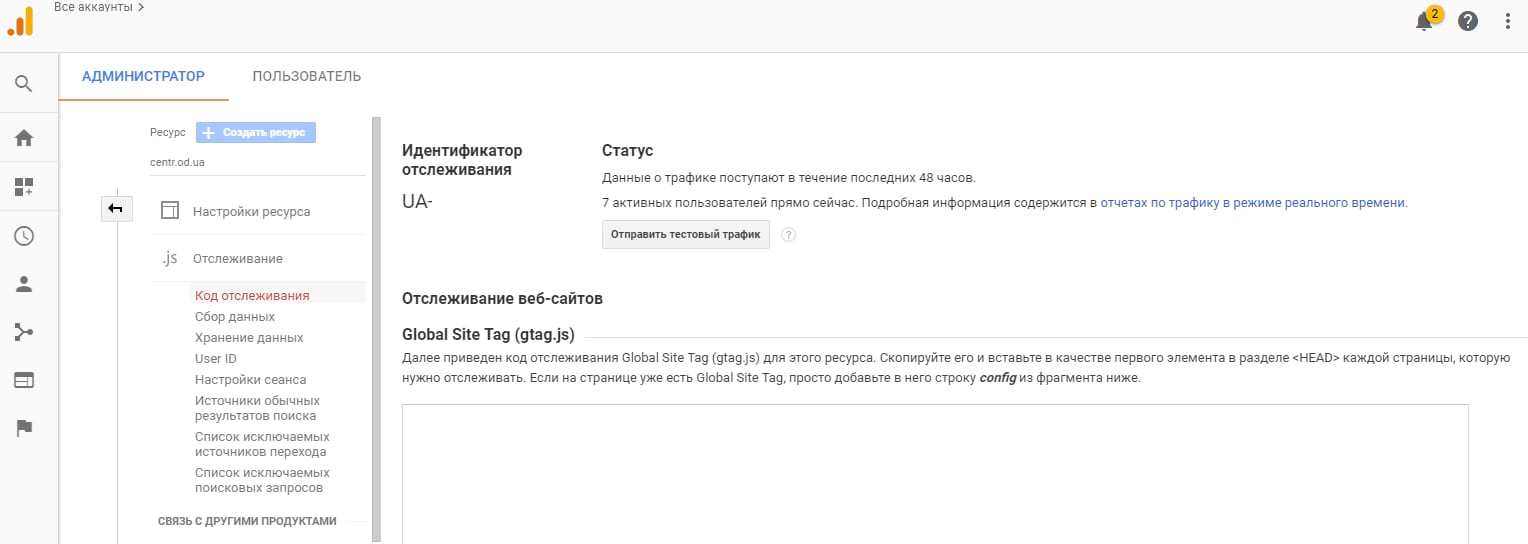 Идентификатор отслеживания Google Analytics
