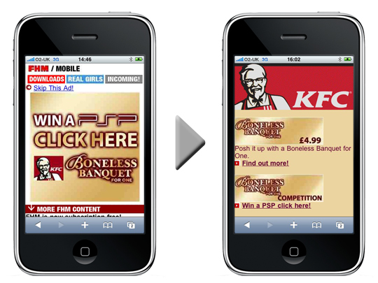 Пример рекламы на мобильных устройствах