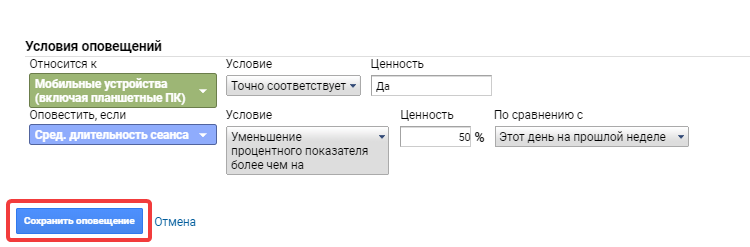 Как включить оповещения в Google Analytics