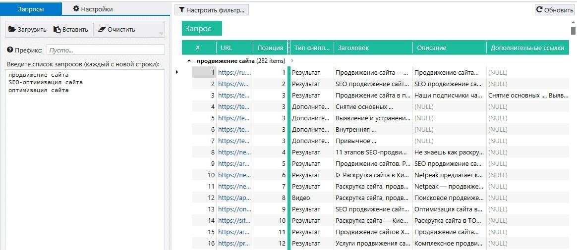 Скриншот отчета в Simmilar Web