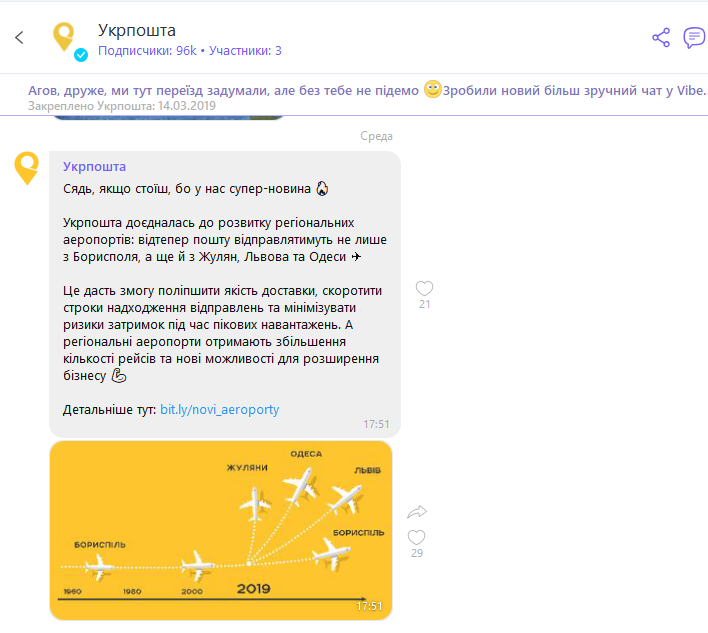 Пример корпоративного аккаунта и канала в Viber