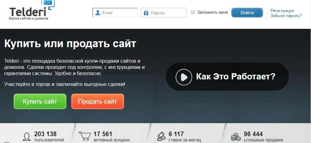 Биржа сайтов и доменов Telderi