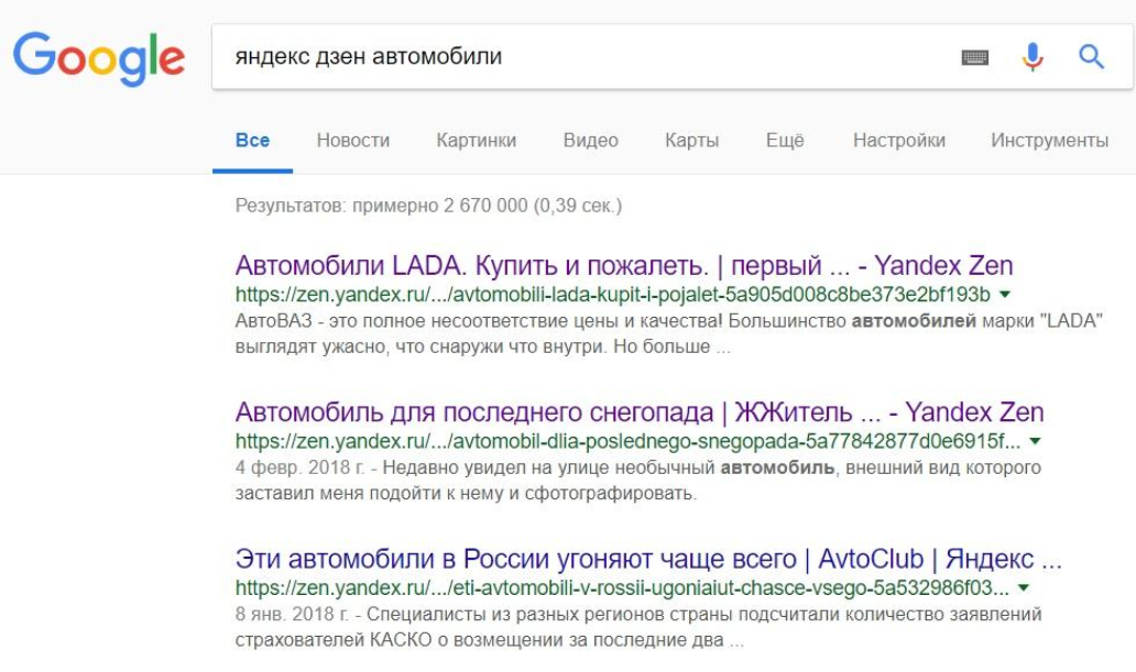 Пример поиска конкурентов