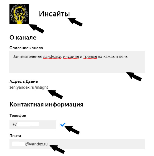 Оформление описания канала