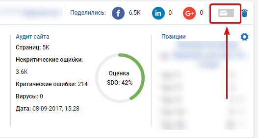 Полученный отчет по SEO-аудиту сайта можно экспортировать в или отправить на почту