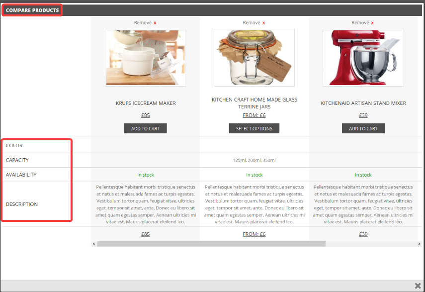 Сравнение товаров с помощью YITH WooCommerce Compare
