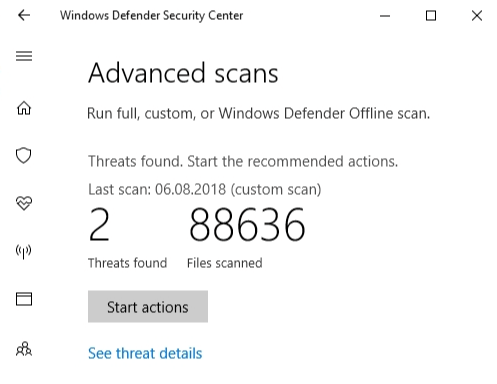 Анализ сайта с помощью Windows Defender