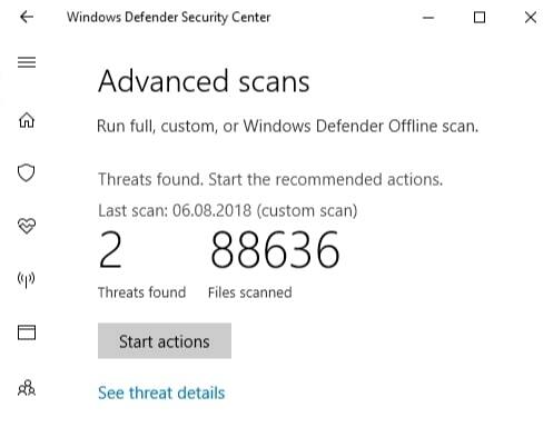 Анализ сайта с помощью Windows Defender