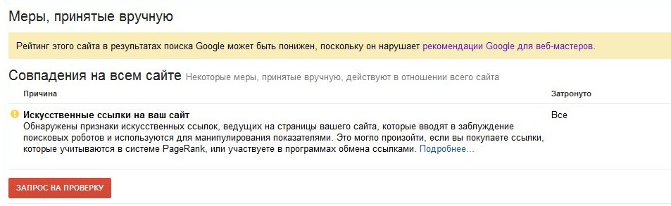 Совпадения на всем сайте в Google Search Console