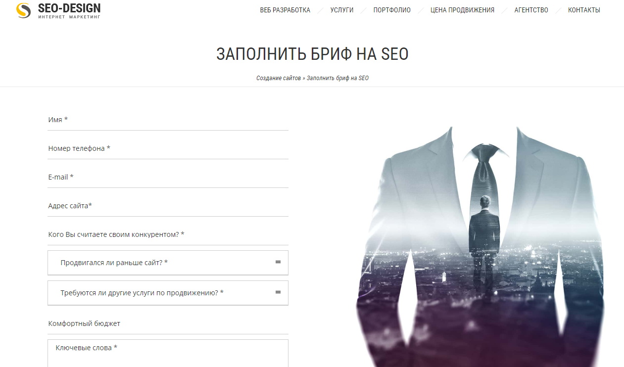Бриф, пример для SEO-продвижения