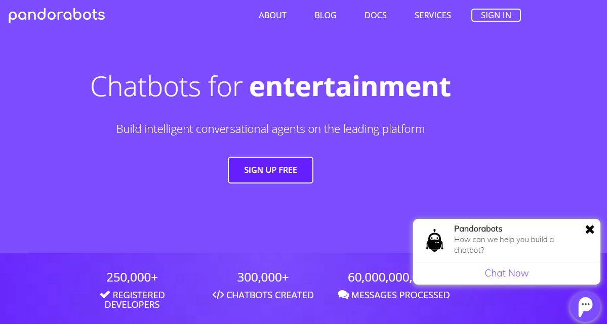 Конструктор чат-ботов для Facebook Messenger Pandorabots