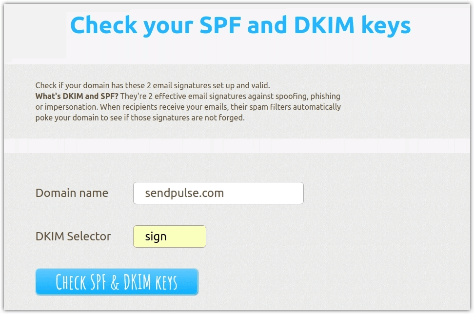 Вводим свой домен и селектор DKIM в Mail-tester