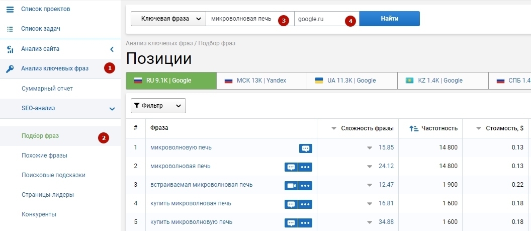 Сбор семантического ядра в Serpstat