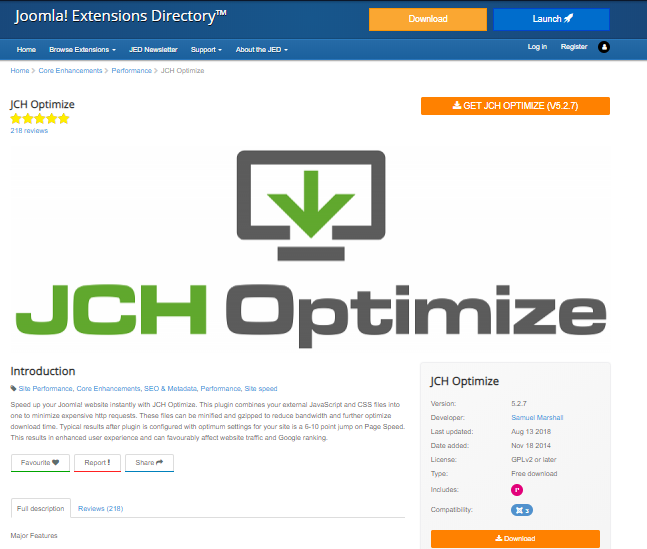 Расширение JCH Optimize для Joomla