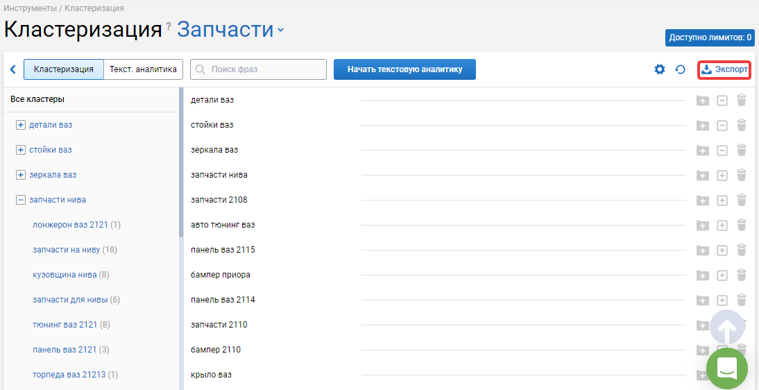 Группировка ключевых фраз кластеризация в Serpstat
