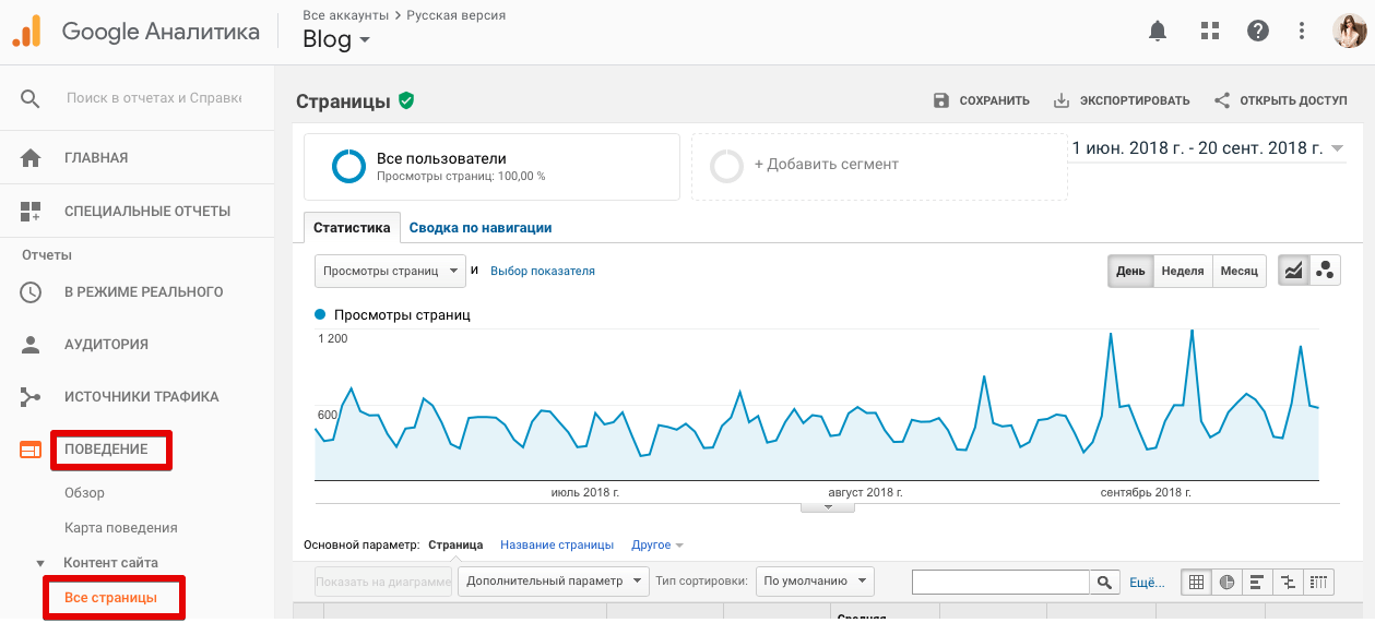 Отчет по трафику сайта