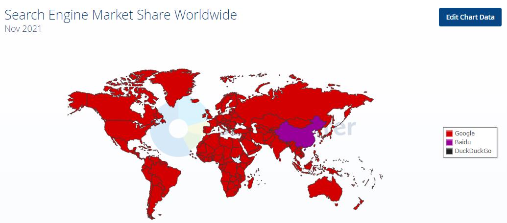 Самые популярные поисковые системы в разных странах мира