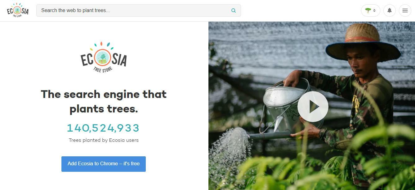 Поисковик Ecosia