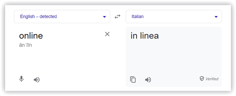 translation into Italian